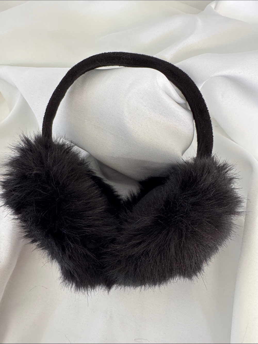 Black Faux Fur Earmuffs - Women's Cozy Winter Ear Warmers